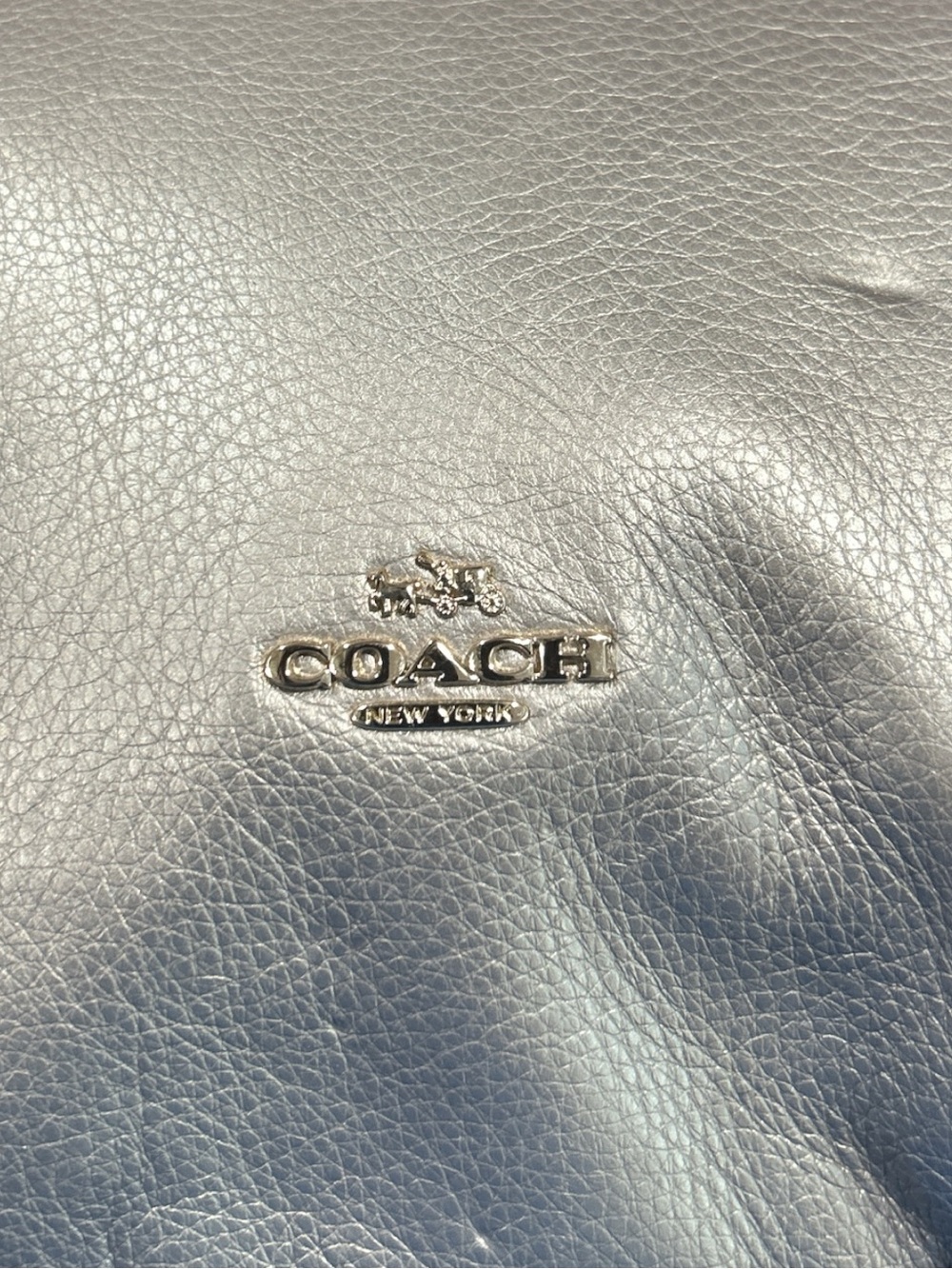 Coach Metallic Silver Pebbled Leather Shoulder Bag - Picture 9 of 9